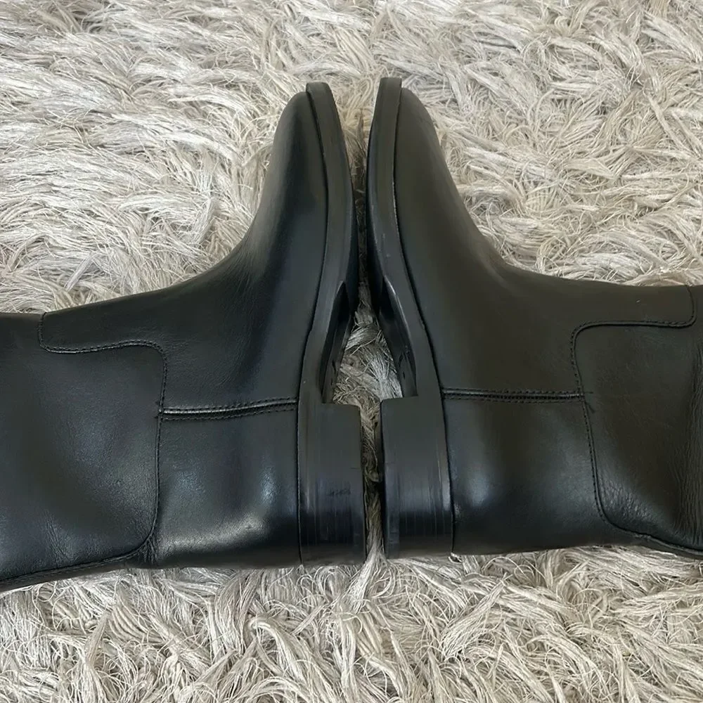 NWOB Tory Burch Calf Leather T-Hardware Tall Riding Boots in Perfect Black sz 6